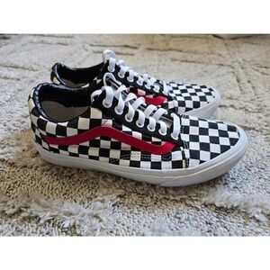 Vans Old Skool Customs Checkerboard Red Stripe Sneakers Shoes Size US Women's 9